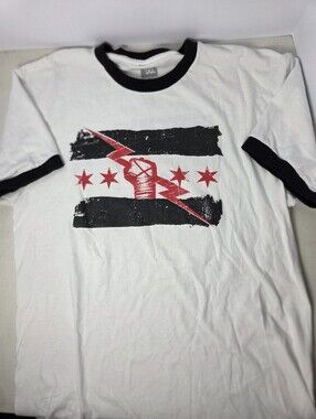 Authentic WWE CM Punk Best In The World Shirt Ringer Tee Size L Large Vintage